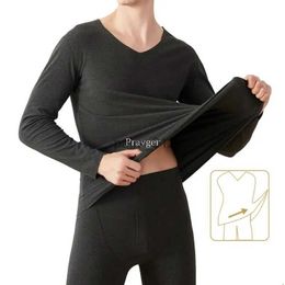 Men's Thermal Underwear Tracksuits Men Winter Long Johns Body WarmTops Buttoms Clothes V neck Smooth Big Large Waist L-4XL YQ231025