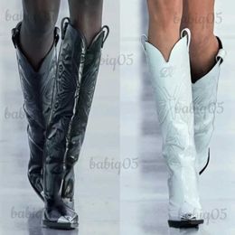 Boots European and American New Fashion Knee Long Pointed Women's Boots Thin High Heel Fashion Show Brand Mid Sleeve Women's Boots T231025
