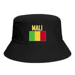 Berets MALI Flag Bucket Hats Print Cool Fans Sun Shade Simple Classic Outdoor Summer Fisherman Caps Fishing Cap