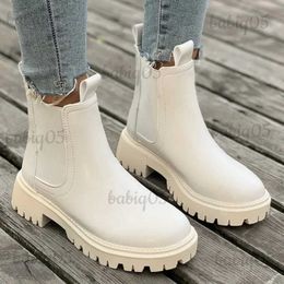 Boots New Autumn Winter Chelsea Boots Women Platform Black Beige Ankle Boots for Women Fur Short Chunky Punk Gothic Shoes 35-40 T231025