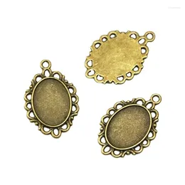 Charms 30Pcs 13 18MM Vintage Antique Bronze Plated Oval Necklace Base Pendant Tray Blank Jewelry Findings