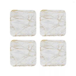 Table Mats White And Gold Marble Coasters Coffee Leather Placemats Mug Tableware Decoration & Accessories Pads For Home Kitchen Dining