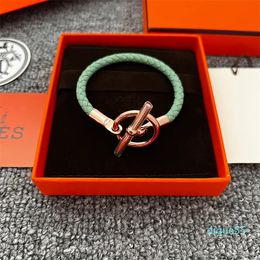 Classic Glenan Leather Copper Charm Lady Sier Ladies Rose Gold Jewelry Women and Men Crochet Chain Bracelet