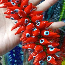 50pcs Handmade Lampwork Beads Pendants 30mm Blue Chilli Pepper Eye Lampwork Bead Pendant Jewelry Making Decorative accessories243S