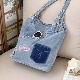 Personalized Denim Bag Y2K Joint Versatile Shoulder Bag for Students' Daily Commuting Large Capacity Underarm Bag