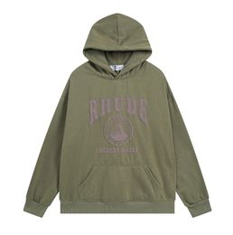 2023 Erkek Rhude Hoodie Mektubu Baskı Uzun Kollu Moda Erkek Kadın Kazak Hip Hop Hoodies Marka Sweatshirts Boyut S-2XL