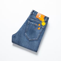 Men's Jeans Autumn Winter Men Slim Fit European American TBicon High-end Brand Small Straight Pants (201-216 Thin) F235-00