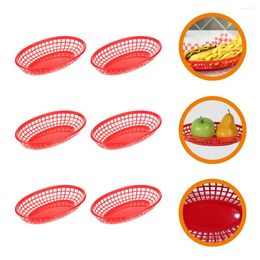 Dinnerware Sets 6 Pcs Snack Basket Vegetable Fruit Baskets Oval Bread Plastic Fried Plates Storage Frying Kitchen Supplies