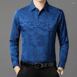 Men's Casual Shirts Luxury Gentleman Floral Printed Long Sleeved Hawaii Shirt