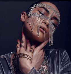 2021 Luxury Full Rhinestone Tassel Mask Masquerade Face Jewellery for Women Sexy Crystal Chain Cosplay Face Mask Face Accessories Q08465074