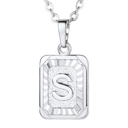 Pendant Necklaces fashion style silver color dog tag pendant necklace intial letters SZ gifts for women and men P3508G 231025