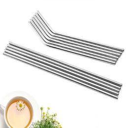 Durable Stainless Steel Straight Drinking Straw Straws Metal Bar Family kitchen Diameter 6mm Top Quality