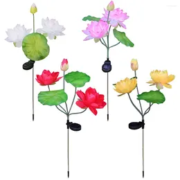 Packs Lotus Landscape Lights IP65 Waterproof Solar Decorative Garden Realistic With 3 Flowers For Outside Decoration