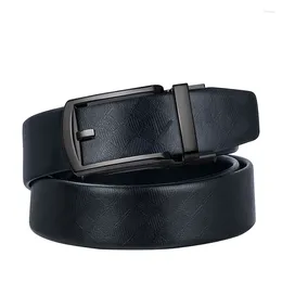 Belts DUBULLE Black Leather Mens Silver Hollowed Automatic Buckles Ratchet Waistband Belt For Men Dress Jeans Gifts Designer