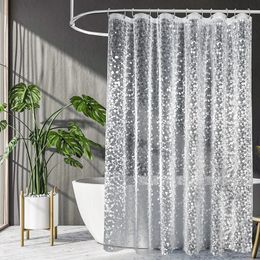 Shower Curtains 3D Shower Curtain Waterproof Mildew EVA Bath Curtains Modern Cobblestone Pattern Translucent Bathroom Curtain With Hooks 231025