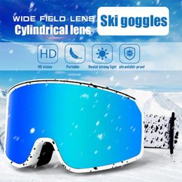 Ski Goggles Antifog Clear Cylindrical Anti Fog Glasses Windproof Wide Field Eye Protection Outdoor 231024