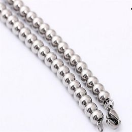 Pure Handmade Jewellery Stainless Steel men's Boys women Fashion Necklace Solid Ball Bead chain silver tone 6mm 8mm 4mm wide c271r