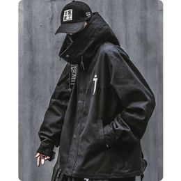 Men's Jackets Spring trend functional wind high collar coat loose hooded work jacket Men's clothes Harajuku Hiphop Safari Style outer garment YQ231025