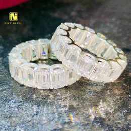 Luxury Rings Iced Out 925 Silver Emerald Ring Hip Hop Jewelry Moissanite Ring for Women and Men