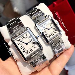 Brand Women Men Couple Square Watch Japanese Quartz Rectangle Wrist Watch Stainless Steel Leather Roman Dial Watches