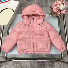 New baby Down jacket high quality kids Winter clothing Size 100-160 Plush embroidered logo decoration children overcoat Oct25