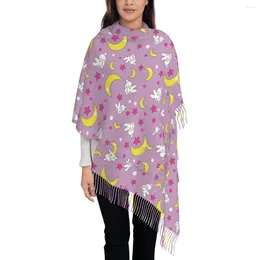 Scarves Womens Scarf With Tassel Moon Pattern Long Winter Warm Shawl And Wrap Cute Star Gifts Pashmina