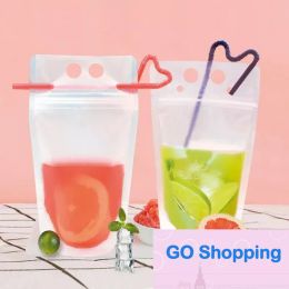 All-match Drinking Juice Plastic Bag Beverage Pouch Frosted Bag with Handle Soup Liquid Bag Kitchen Freezing