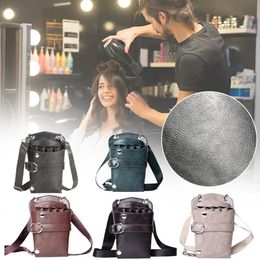 Hair Salon Barber Hair Scissors Bag Leather Hairdressing Case Tools Hair Salon Adjustable Waist Shoulder Belt Rivet Purse 231025