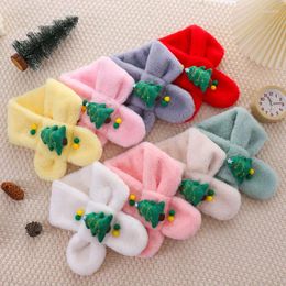 Scarves Cute Cartoon Christmas Tree Faux Fur Plush Scarf Boys Girls Winter Outdoor Thicken Neck Protection Warm Children's Shawl