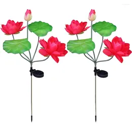 Packs Lotus Garden Lights IP65 Waterproof Solar Decorative Flower Realistic With 3 Flowers For Patio Yard Lawn