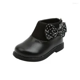 Boots CUZULLAA Spring Autumn Children Girls Patchwork Fashion High Shoes Kids Bowtie Flat Ankle Size 21-30