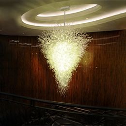 Modern Hand Blown Transparent Glass Chandeliers Lights for Home Decor White Colour Villa Large Chain Pendant Lamps
