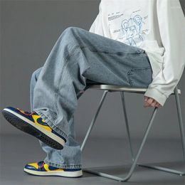 Men's Jeans Streetwear Solid Colour Men Straight Harajuku Man Casual Baggy Denim Pants 2023 Korean Male Wide Leg Trousers