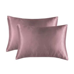 Pillow Case A Pair Pure Satin Silk Soft Pillowcase Cover Bedding Rectangle Cases Bed Linings 231025