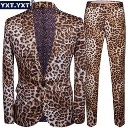 Men's Suits Blazers Pants Sets for Men 2023 New in Leopard Print Style Suit Blazer Jacket Pants Formal Luxury Party Celebrity Star Suit Q231025