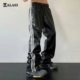 Mens Pants Spring Autumn Loose Straight Casual Mopping Sense Wideleg Sports High Street Style Leather 231025