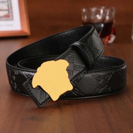 Designer Belt Classic Fashion Casual Width 3.5cm Gold Silver Gun Smooth Buckle Men Women Jeans Leather Belt Size 105-125cm