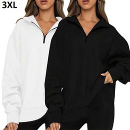Men's Hoodies & Sweatshirts 7 Colours Casual Sweatshirt for Women Fashion New Half Zip All-Match Pullover Ladies Long Sleeve Solid Warm Loose Daily Tops 2023