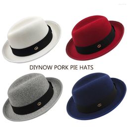 Berets Pork Pie Hat Brim Men Women Fedora Classic Gentleman Bowler Cosplay English Panama Jazz Wholesale