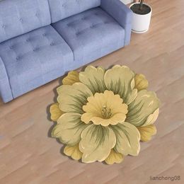 Carpet Flower Shaped Carpets Style Lotus Floor Mat Living Room Sofa Table Mat Water Absorbing Anti-skid Mat Bedroom Decor R231102