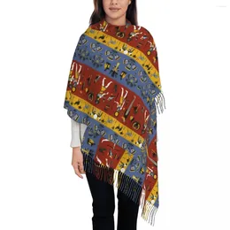 Scarves Women's Scarf With Tassel Hieroglyphs Long Winter Fall Shawl Wrap Egyptian Ancient Egypt Daily Wear Cashmere