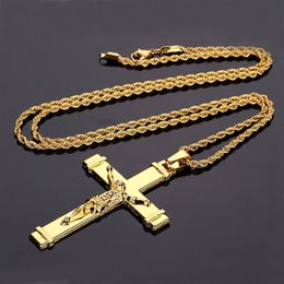 Popular Hip Hop Ornament Jesus Cross Pendant Necklace Hip Hop Rapper Rocker Party Necessary Accessories 3 Styles302m