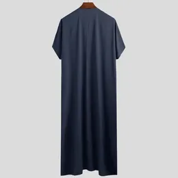 Ethnic Clothing Mens Long Robes Sleepwear Pyjamas Nightgown Muslim Solid Colour Saudi Jubba Arab Kaftan Abaya Thobe Dress Robe