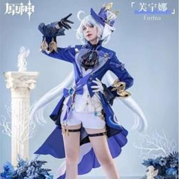 Cosplay Focalors Cosplay Genshin Impact Costume Fontaine Water God Wig Hat Lovely Suit Outfits Dress Halloween Comic Con Game Uniform