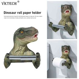 Toilet Paper Holders Resin Dinosaur Toilet Paper Holder WC Tissue Rack Punch-free Shelf Bathroom Wall-mounted Tissue Rack Roll Paper Hanger Rack for 231025