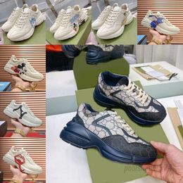 Luxury brand Rhyton Dad GGity Sneakers Designer shoes Multicolor Sneakers Beige Men Trainers Vintage Chaussures casual leather Shoes tennis shoes