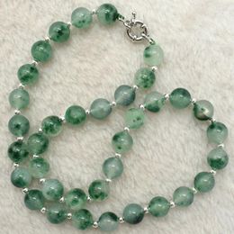 Chains Natural 6/8/10/12mm Green Jade Jadeite Round Gemstone Beads Necklace 20"