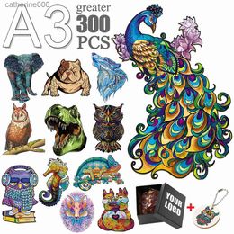 Puzzles Creative Elegant Shape Wooden Jigsaw Puzzles For Adults Kids Popular Elegant Shape Peacock Owl Puzzle Games Festival GiftsL231025