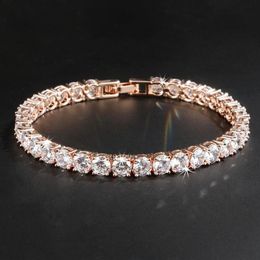 Fine Jewelry Luxury 18K Rose Gold Filled 3 Colors White Topaz Claw Setting CZ Diamond Gemstones Fashion Women Bracelet For Girls &2441