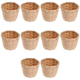 Dinnerware Sets 10 Pcs Bamboo Mini Flower Basket Fruit Storage Small Faux Crafts Home Wooden Indoor Decor Office